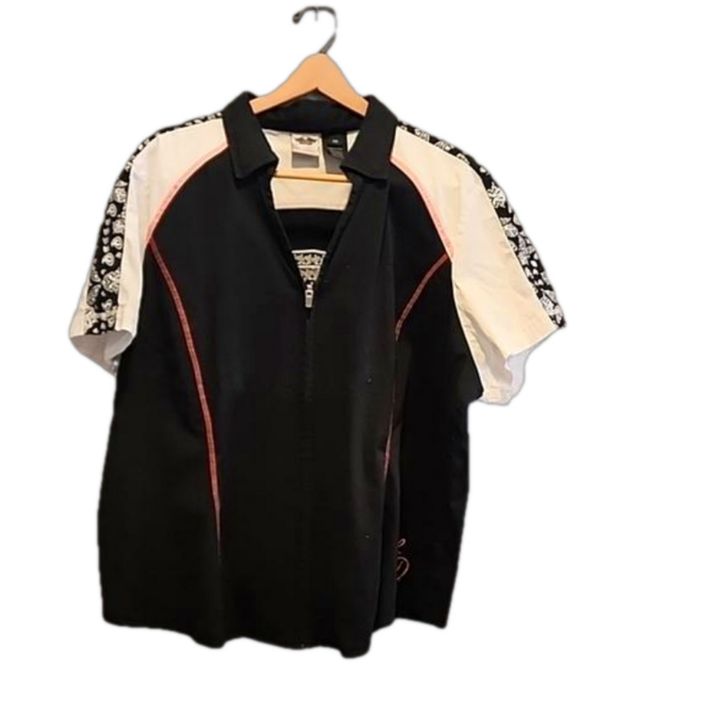 Vintage Y2K Harley Davidson full zip paisley pattern biker shirt 2W